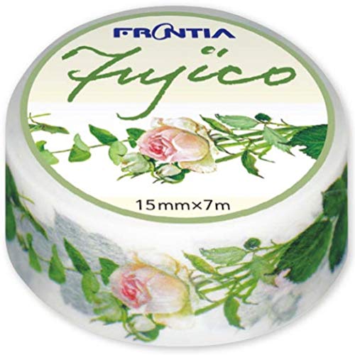 Image of Frontia Japanese Masking Tape Flower Floral Design Fujico 0.6 inchx275.6 inch (Pink Rose)