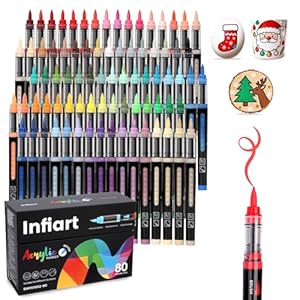 Marcadores de pintura acrílica de 80 colores, punta de pincel, control automático de tinta, bolígrafos de pintura acrílica, juego de marcadores acrílicos impermeables para decoraciones de