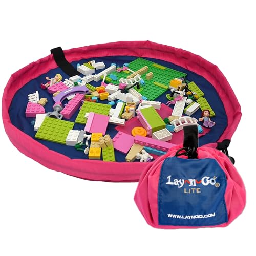 Image of Lay-n-Go 2-in-1 Small Portable Drawstring Toys Storage Organizer and Play Mat for Room and Travel, Made for Kids and Toddlers with a Durable Patented Design