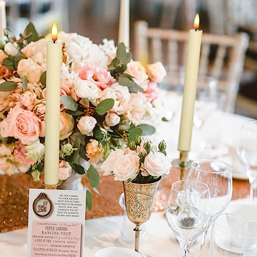 Image of Ivory Flameless Taper Candles Battery Operated with 6H Timer, Real Wax 3D Wick Flickering LED Taper Candles Dinner Wedding Holiday Decor(6 Pack, 0.78 x 9.64 Inches)
