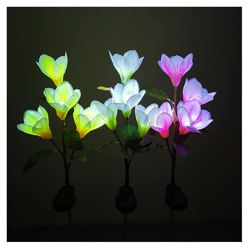LNNSHX Guirlande Lumineuse Solaire sans Fil, 3 pièces, 4 LED, Fleurs de Magnolia, décoration de Jardin, Lampe de Paysage, économie d'énergie, fête d'anniversaire