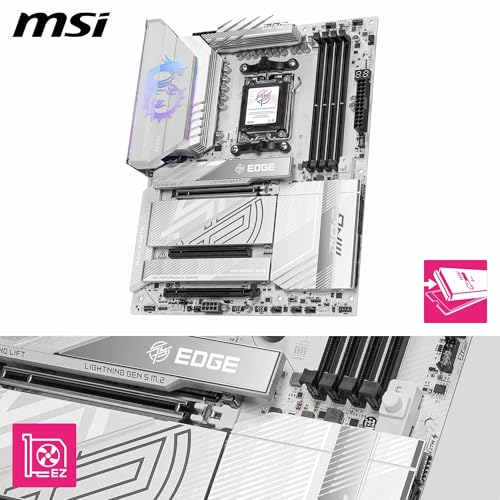 Image of MSI MPG X870E Edge TI WiFi Motherboard, ATX - Supports AMD Ryzen 9000 /8000 / 7000 Processors, AM5-80A SPS VRM, DDR5 Memory Boost 8400+MT /s (OC), PCIe 5.0 x16, M.2 Gen5, Wi-Fi 7, 5G LAN