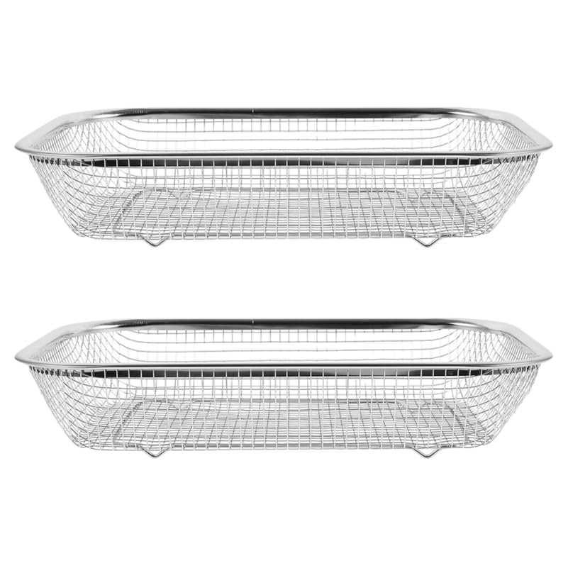 ibasenice 2pcs Stainless Steel Kitchen Sink Colander Basket, Thickened Mesh Strainer for Rinsing Fruits Vegetables, Over Sink Drain Basket with Fine Mesh, Perfect for Home Cooking and Food Prep