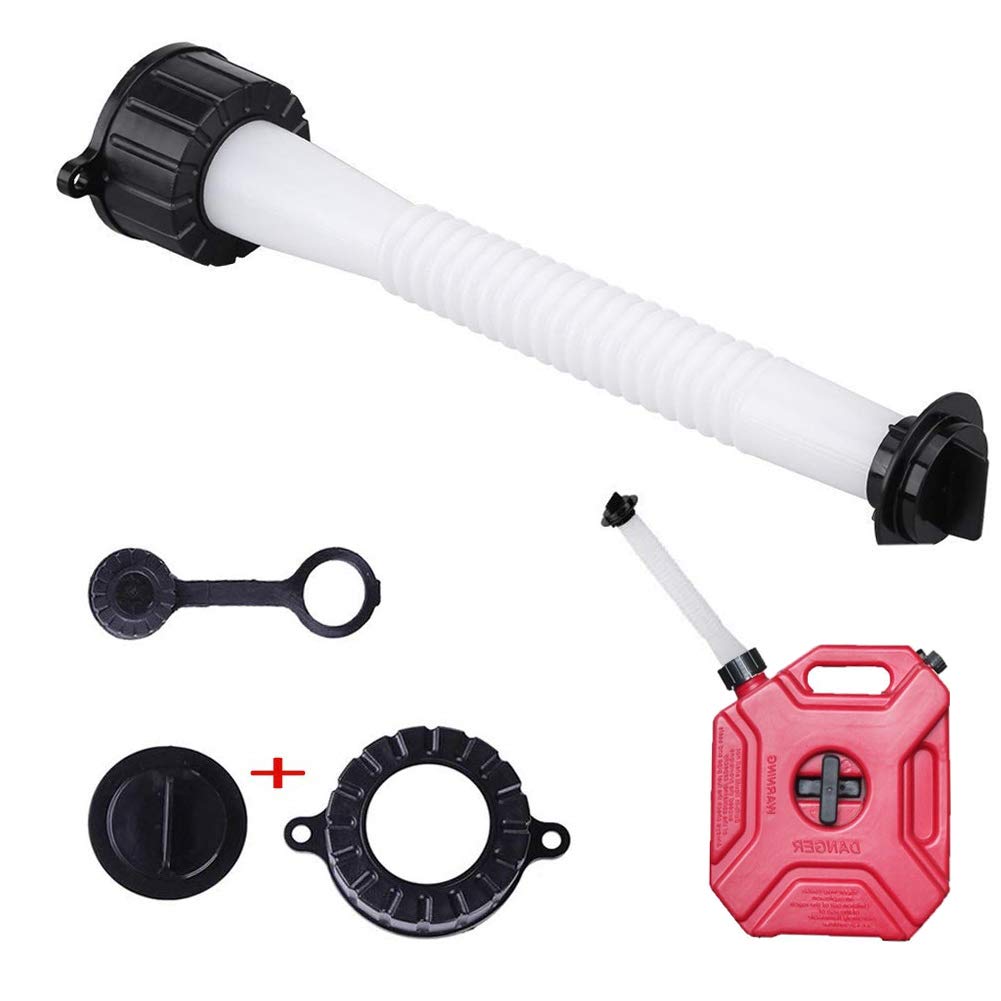 DEDC Gas Can Spout Replacement Flexible Pour Nozzle Kit with Screw Cap Collar Stopper Cap Gaskets for Plastic Container Blitz Gott Water Jug