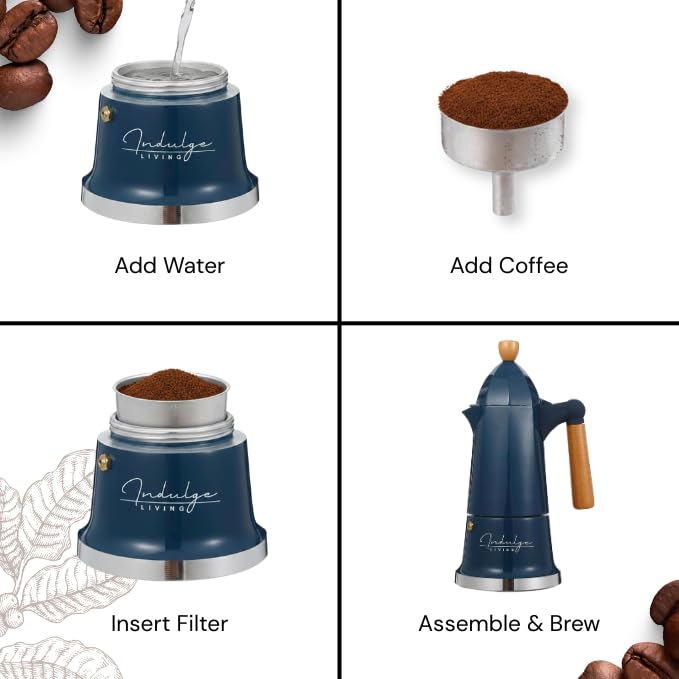 Image of Nordic Beacon Moka Pot 300ml (6 Cup) | Italian Stovetop Coffee Maker | Aluminium Moka Coffee Pot | Brews Strong Espresso-Style Coffee