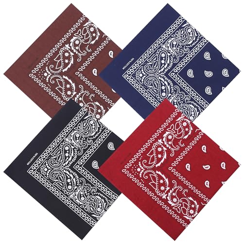Image of Mochabao 100% Cotton 27 inch x 27 inch Large Bandanas for Men & Women, Multi-Purpose Bandana Headbands, Square Head Scarf