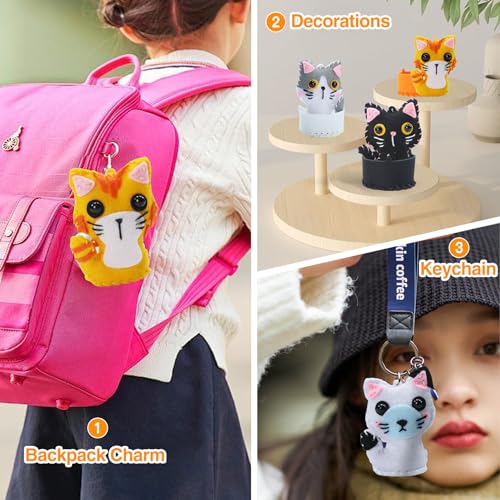 Flying Childhood Felt Sewing Kit for Kids, Fun and Educational Cats Craft Set for Boys and Girls, Make Your Own Kitten Craft Kit, Kitty Cat Stuffed Animal - Image 5