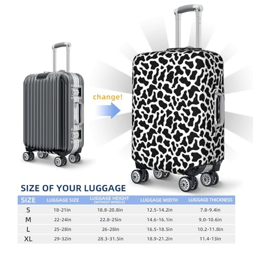 Black And White Cow Skin Pattern Elastic Travel Luggage Covers Dustproof Scratch-Resistant Suitcase Protector Fit 22-24 Inch4