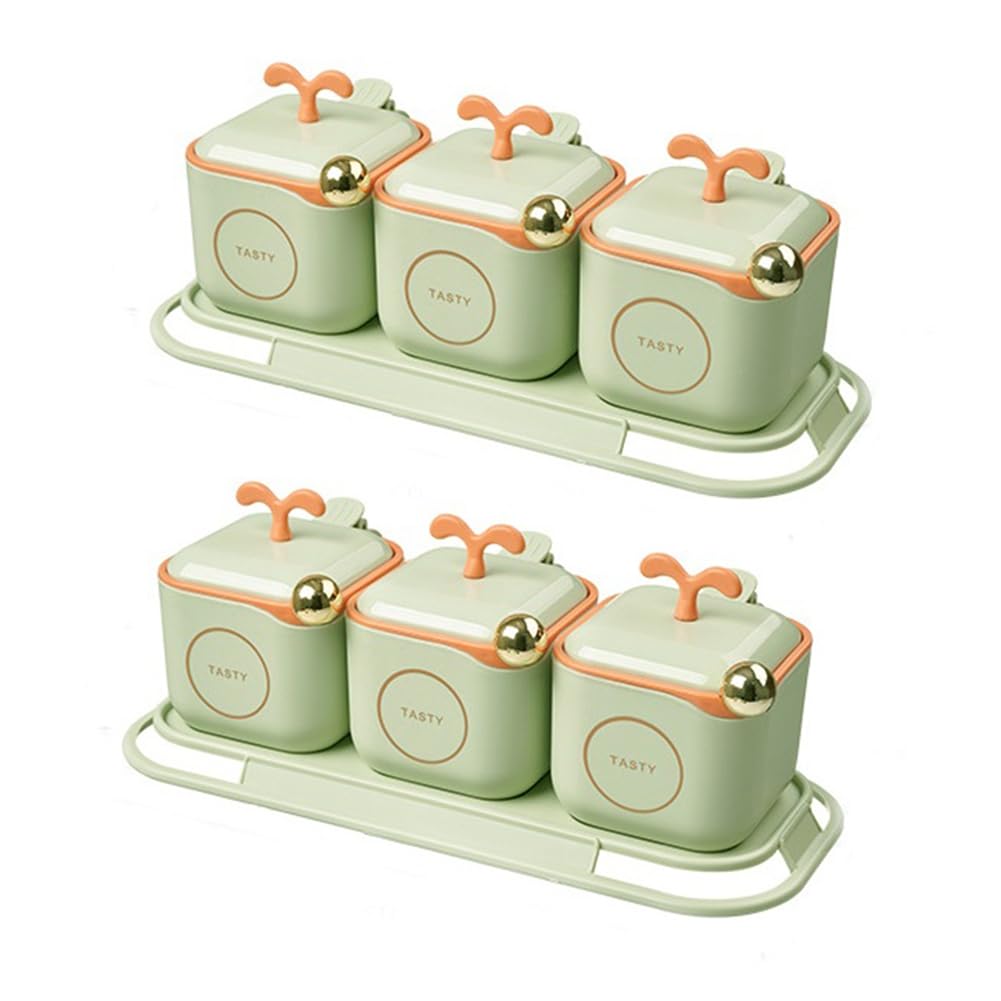Vjsujehgy Spice Boxes Seasoning Box Seasoning Jar Set with Lid Comes and Seasoning Spoon 3 Piece Set Seasoning Storage Container
