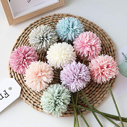 Artificial Flowers Chrysanthemum Ball Flowers Bouquet 10Pcs Present For Important People Glorious Moral For Home Office Coffee House Parties And Wedding(Milk White) #TOP3