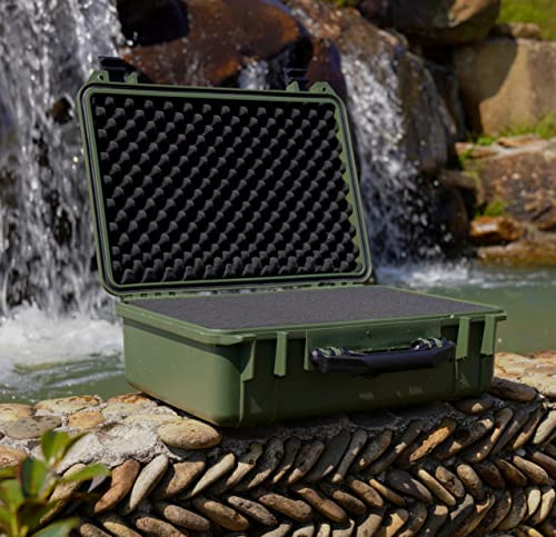 Image of MEIJIA All Weather IP67 Waterproof Hard Camera Case,Hard Protective Case,Hard Case with Customizable Foam,Fit Use of Drones,Camera,Equipments,Pistols(Green,18.5 x14.06x6.93inches)