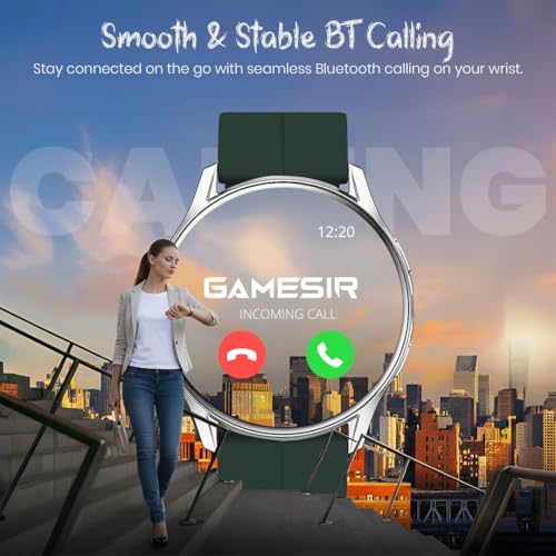 Image of GameSir Active 2 Smartwatch for Men & Women, 1.39 inch HD Round Display, Bluetooth Calling, Heart Rate & SPO₂, 100+ Sports Modes, IP67, Long Battery Life for Android & iOS (Magnetic Green)