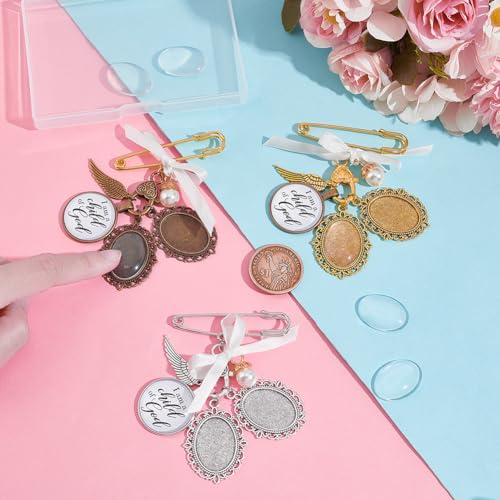 UNICRAFTALE 3pcs 3 Colors Wedding Bouquet DIY Photo Charm Alloy Oval DIY Pin Brooch Making Kit Wedding Bouquet Photo Brooch Making Kit for Wedding Party - Image 4