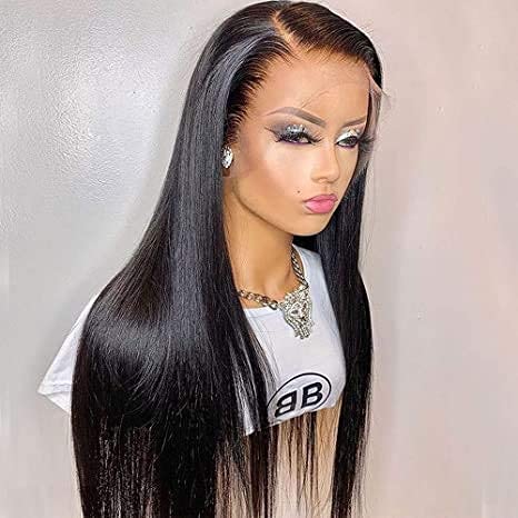 13x6 Lace Front Wig Pre Plucked Natural Color Straight Transparent 13x6 Lace Frontal 150% Density Transparent Lace Wig With Baby Hair Brazilian Real Human Hair Wigs (16inches)