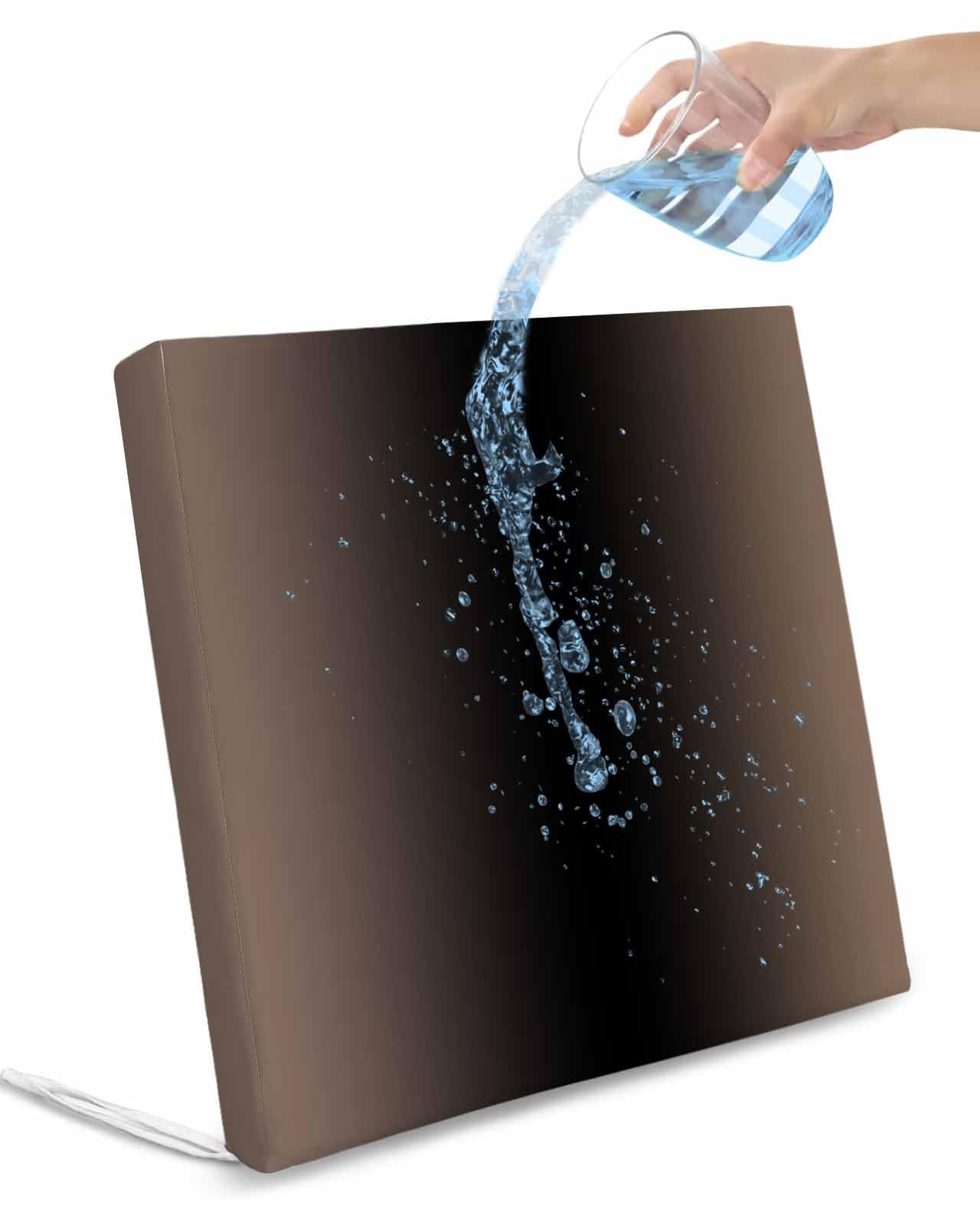 Homechoid Brown Black Ombre Indoor Outdoor Couch Cushion Covers Replacement 2 Pack, Modern Abstract Gradient Color Art Waterproof Chair Sofa Seat Cover with Ties 20x18x4