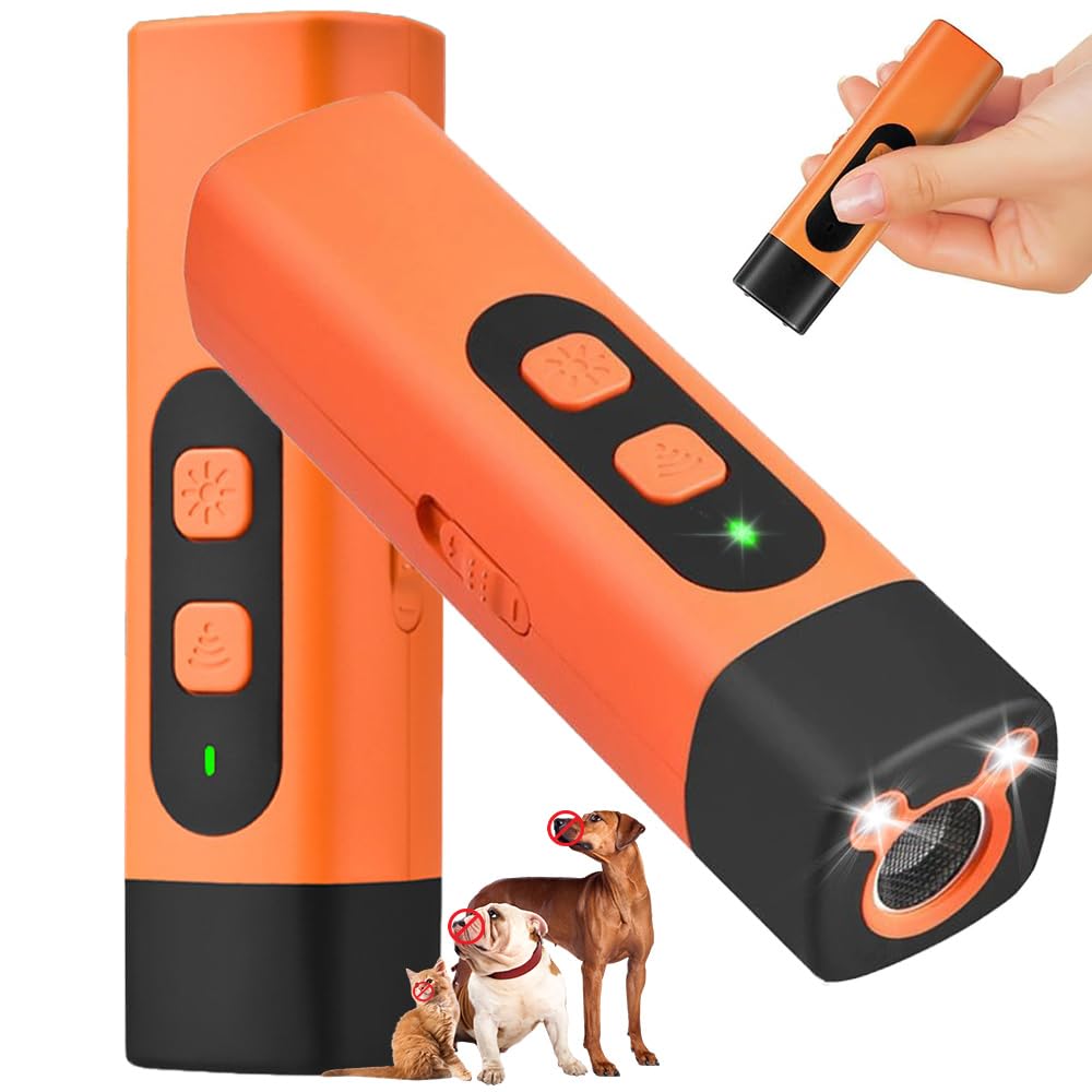 SKJJM Ultrasonic Dog Repeller Bark Shield Anti Barking Device for Dogs, 2-in-1 Handheld Dog Bark Deterrent Device with LED Light, Indoor Outdoor Anti-Bark Device for Small, Medium & Large Dogs