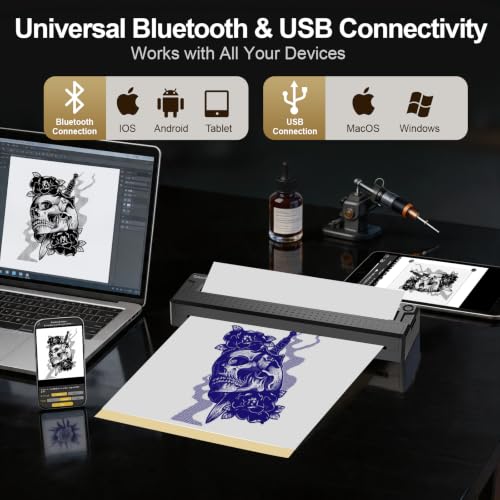 Image of Tattoo Stencil Printer Wireless Thermal Tattoo Machine Kit