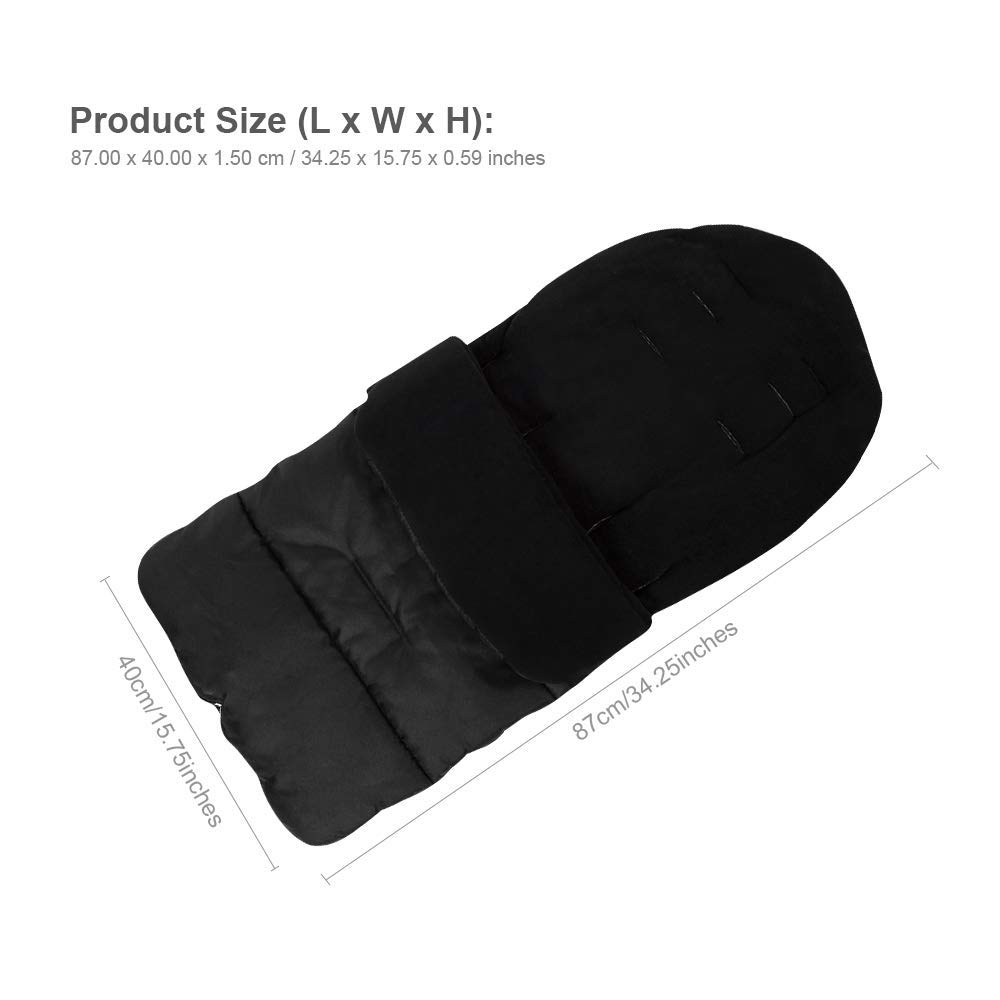Saco de dormir universal para cochecito de bebé 3 en 1 Anexo Alfombrilla Funda para saco de paseo (Negro)