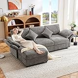 Photo Gallery soweiz divano angolare a forma di l con poggiapiedi, divano letto convertibile a 3 posti, 4 cuscini, braccioli regolabili, tessuto ciniglia, adatto per soggiorno/ufficio/appartamento, 218 x 156,5 x 86 Photo Gallery soweiz divano angolare a forma di l con poggiapiedi, divano letto convertibile a 3 posti, 4 cuscini, braccioli regolabili, tessuto ciniglia, adatto per soggiorno/ufficio/appartamento, 218 x 156,5 x 86