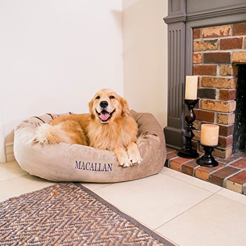 Majestic Pet Personalized Bagel Dog Bed - Machine Washable - Soft Comfortable Sleeping Mat - Durable...