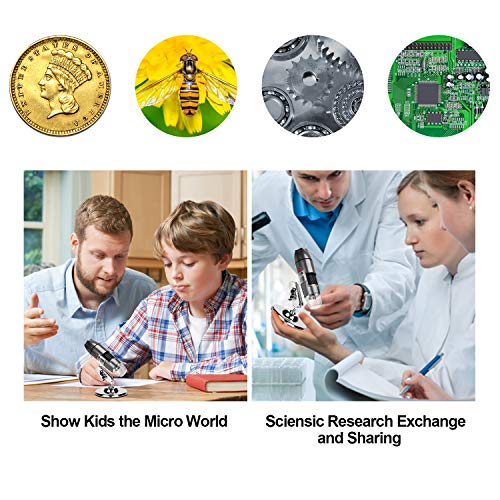 Image of USB Digital Microscope 40X-1000X Handheld Mini Microscope Camera Compatible with Window 7 8 10 Android for Students Engineers Biology Lovers Microbiological Observation, Gray