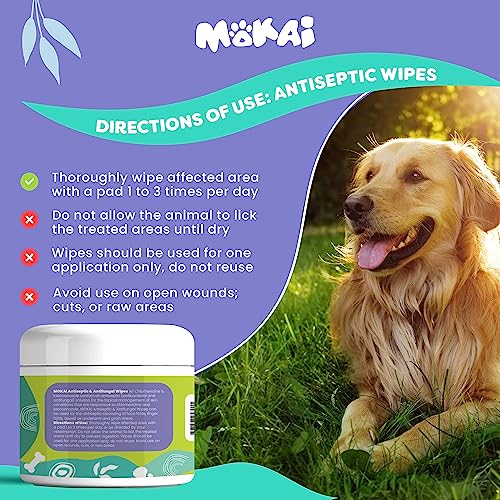 MOKAI Antiseptic Wipes for Dogs Cats and Horses Dog Chlorhexidine Wipes with Ketoconazole