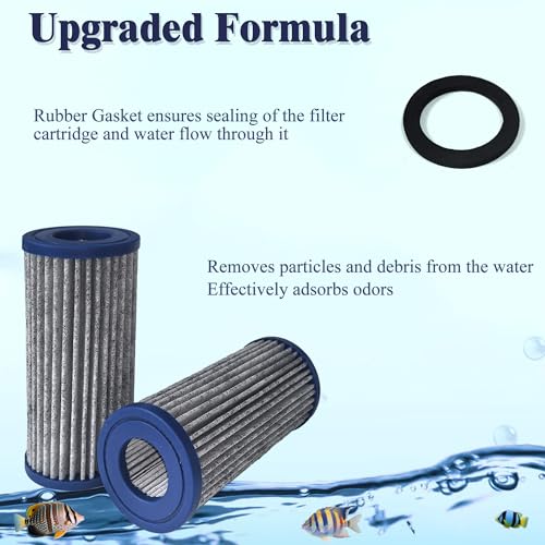 Image of NewKe 8 Pack Activated Carbon Micron Cartridge Replacement for MarineLand | for Magnum Polishing Internal Canister Filter (Ml90770) Compare to Part PA0140, 4 Upgraded Micron Cartridge & 4 Rubber Gasket
