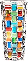 MAGCOLOR Hand Painted Colorful Woven Glass Vase - 7.7" Lead-Free Crystal Flower Vase for Weddings, Centerpieces, Home Decor