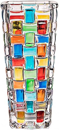 Magcolor Jarrón de cristal tejido colorido pintado a mano, florero de cristal de 7.7 pulgadas, florero de cristal para arreglos florales, centros de