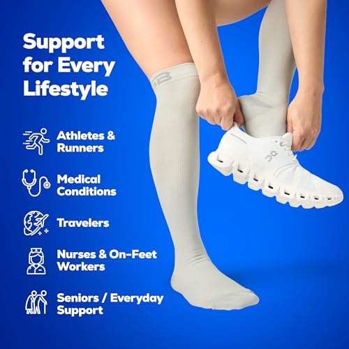 Image of SB SOX 3-Pair Compression Socks (15-20mmHg) for Men & Women - Comfortable Socks, Easy to Put On - Best Socks for Daily /Any Use, Running, Nurse, Travel