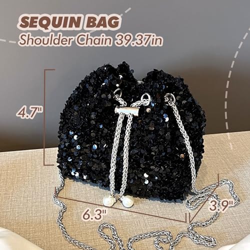 Women's Sequin Jacket with Handbags, Long Sleeve Sparkly Jacket Front Zipper with Ribbed Cuffs4