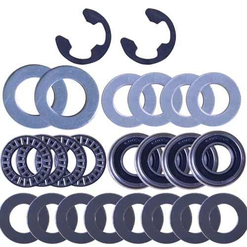 xinmowo Front Wheel Bushing to Bearing Conversion Kit fit for Craftsman/Husqvarna 9040-H - Replaces OEM 91334, 491334MA for AYP/Poulan/Murray Mowers and Poor Man Power Steering kit for Lawn Tractor