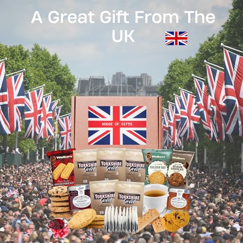 British Tea & Cookies Food Hamper Treats Gift Box Including Yorkshire Gold Tea, Tiptree Jam & Marmelade, Assorted Scottish Walkers Biscuits & Shortbread | English Afternoon Tea Gift Set