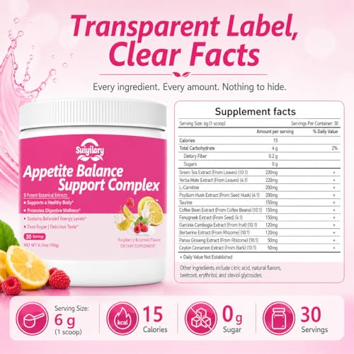 Image of Suiyilary Cutting Drink Mix Powder, Yerba Mate, Natural 9 Plant Extracts, Digestive Gut Healthy for Women Men, Sugar-Free, Raspberry Lemon 30 Servings