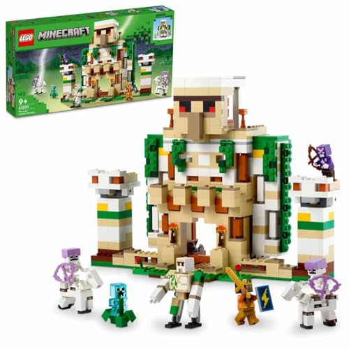 Image of LEGO 21250 Minecraft Iron Golem Fortress, Castle Architectural Blocks Toy That Turns Into A Large Figure, With 7 Minifigures Such As 2 Knights, Iron Golem And Creeper, Gift Idea For Children, 868 Pcs