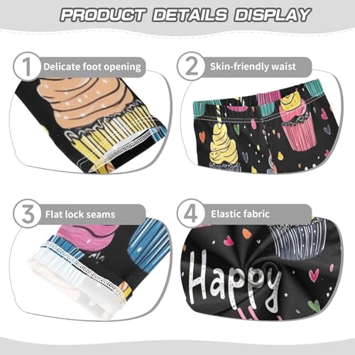Birthday-Themed Cupcake Pattern Print Girls Leggings Yoga Workout Pants Dance Tights Kids Ankle Length3