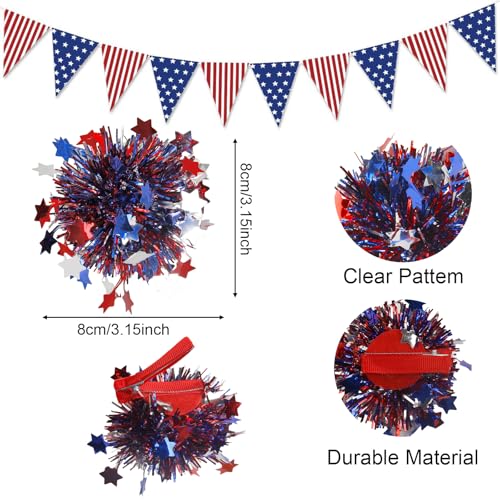 Pinzas para cabello patrióticas 4th of July Pom Pom miniatura 2
