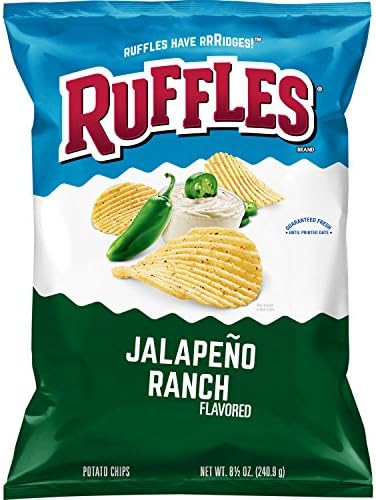 Ruffles Ridged Potato Chips, Jalapeno Ranch, 8.5 Ounce