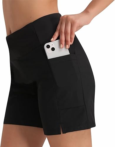 bpbtti Women's 5'' Swim Shorts High Waisted Board Shorts Tummy Control Swimsuit 