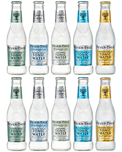 Fever-Tree Tonic Water, 5 Flavor Variety Pack, No Artificial Sweeteners, Flavorings or Preservatives, 6.8 Fl Oz 10 Pack