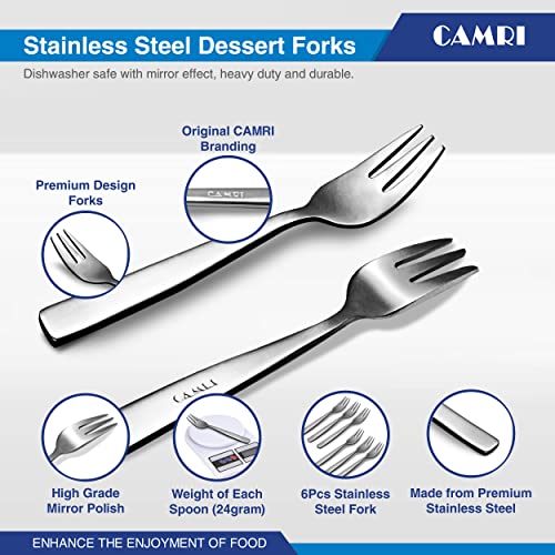 CAMRI Mini Cake Fork for Dessert Pastry, Fruit & Salad, Stainless Steel Small Forks Pack of 6, 5.4 Inch - Image 4