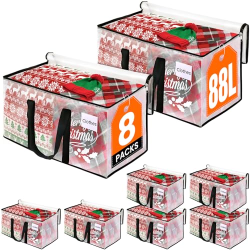 Image of RoomHacks Clear Heavy Duty Extra Large Moving Supplies Storage Bags with Reinforced Handle and Double Zipper, Alternative to Moving Box (8 Packs)