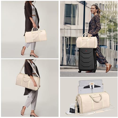 Ultimate 3-in-1 Garment Duffel Bag – Wrinkle-Free, Spacious 50L Capacity, Waterproof, Ideal for Business Trips & Weekend Getaways,Beige - Image 6