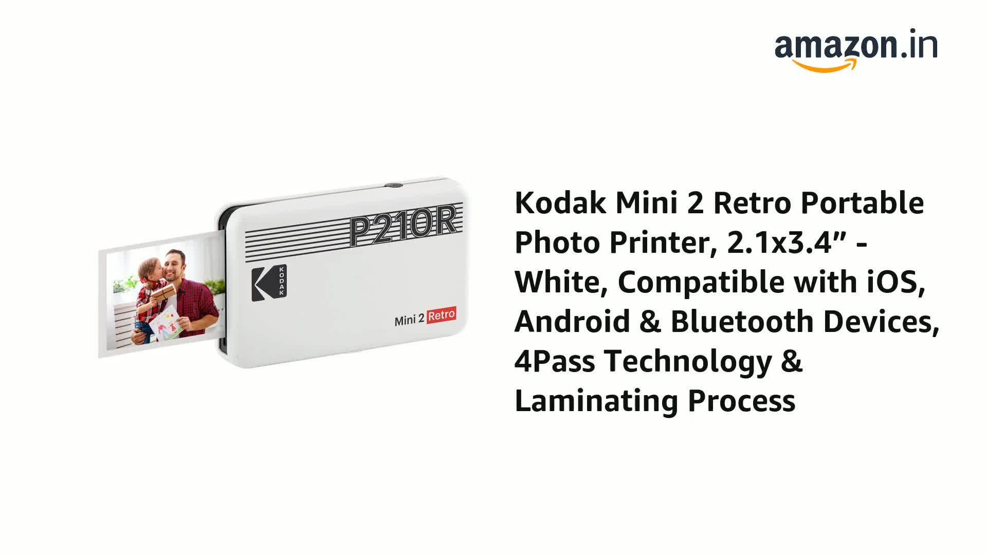 KODAK Mini 2 Retro 4PASS Portable Photo Printer (2.1x3.4 inches) +