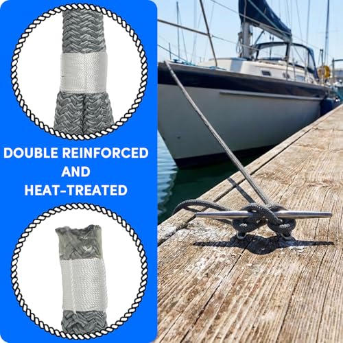 Dock Lines Boat Ropes for Docking 1" x35' Double Braided Mooring Marine Rope Boat Lines for Docking, Dock Lines for Boats with Loop, Gray 2 Pack by WTMORE - Image 5