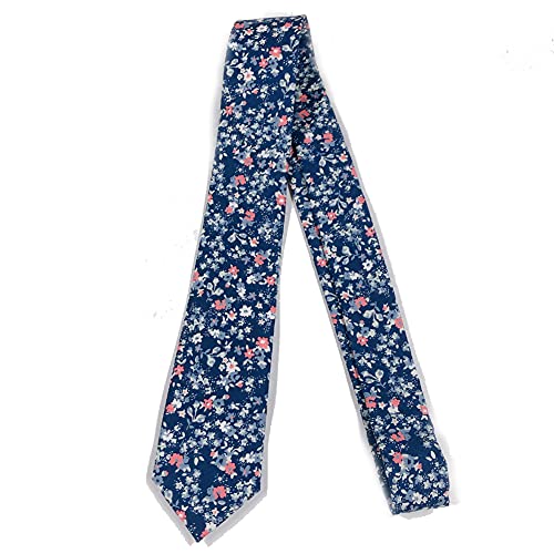 Image of Mantieqingway Men Skinny Tie Cotton Floral Necktie for Wedding Groomsmen Tie