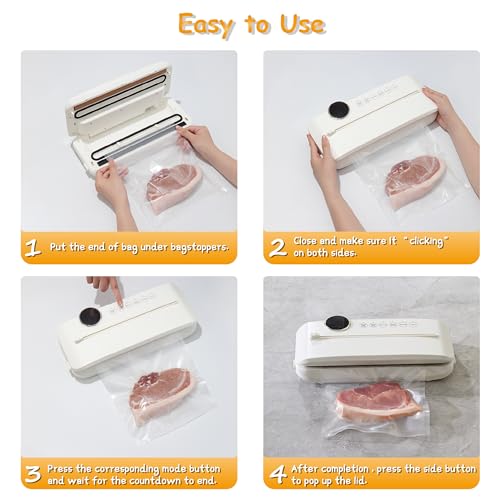 Vacuum Sealer Machine, Updated 2025 Commercial Food Sealer, 6-in-1 Food Sealer with Digital Timer, Built-in Cutter,20 Vacuum Seal Bags for Food 