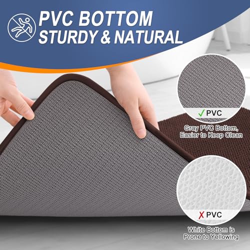 Image of OLANLY Thick Memory Foam Bathroom Runner Rugs 47x20, Extra Soft Absorbent Long Bath Rug, Quick Dry Bath Mats, Non-Slip, Machine Washable Mat for Bathroom, Tub and Shower, Home Decor Accessories, Brown
