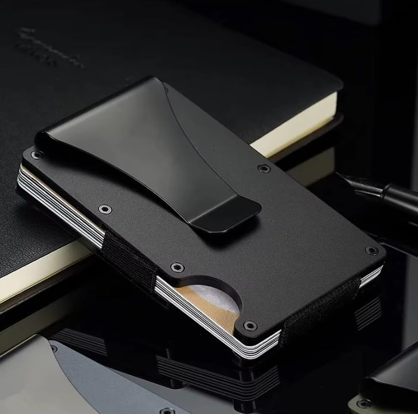 Slim Minimalist RFID Blocking EDC Wallet for Men, Holds 1-12 Cards, Integrated Money Clip, Light Weight, Made in the USA2