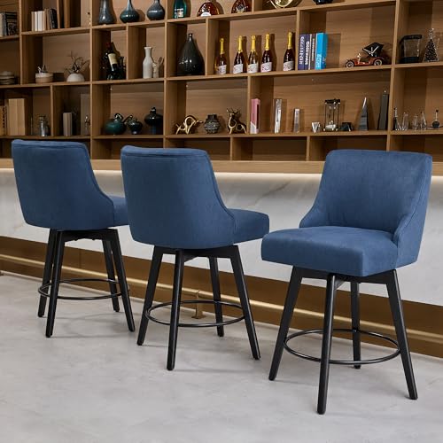 Image of 26 inch Counter Height Swivel Bar Stools, Set of 3, Blue